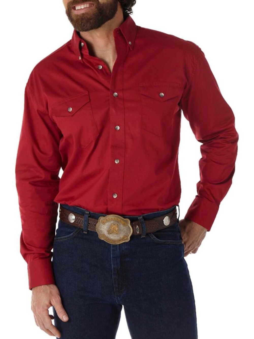 Men's Long Sleeve Button-Up Work Shirt, Two Pocket, Painted Desert Style, Casual